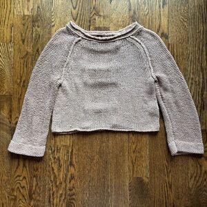 Free People Taupe Open Back Knit Sweater | XS Boho Cropped